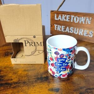Primitives by Kathy Motivational Floral Mug "you can do this"